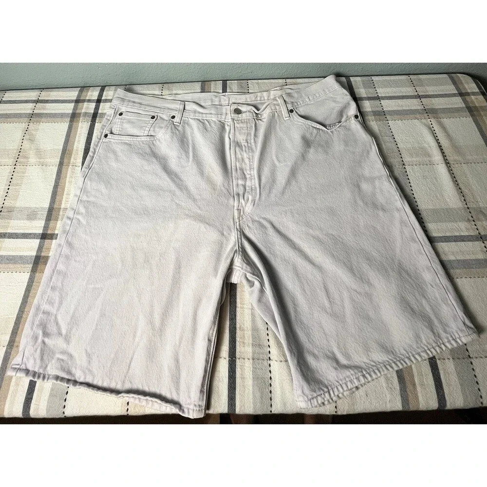 Levis 501 Premium Jean Shorts Men 42 White w/Purple Stitching Mushroom Tab Rare
